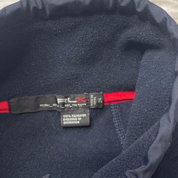 Ralph Lauren RLX Blue Fleece Sweatshirt Sz XL Men's 1/4 Zip Mock Neck Pockets - Picture 7 of 7